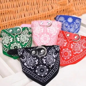 Puppy Neckerchief Adjustable Pet Dog Cat Neck Bandana Collar Scarf Accessories for Cats & Small Dogs Black Red Blue Pink Purple